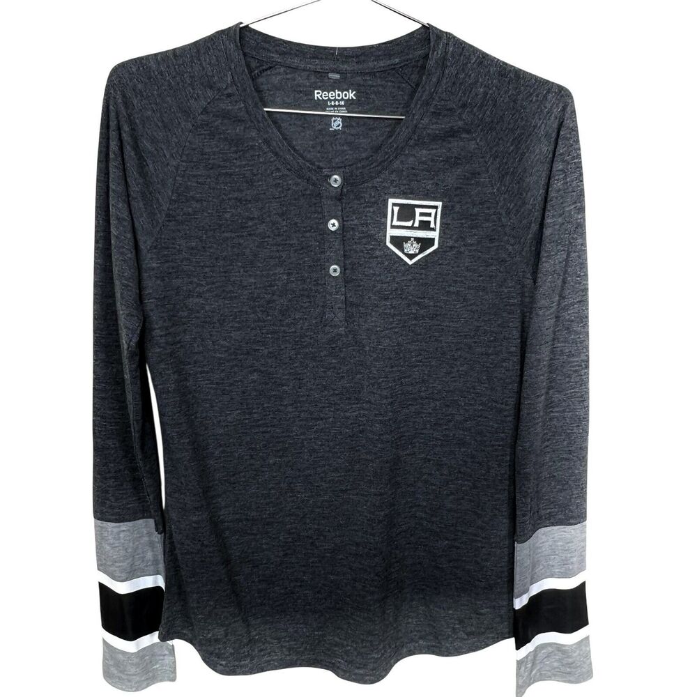 Reebok Girls Los Angeles Kings Henley Long Sleeve T Shirt Size 14 NEW